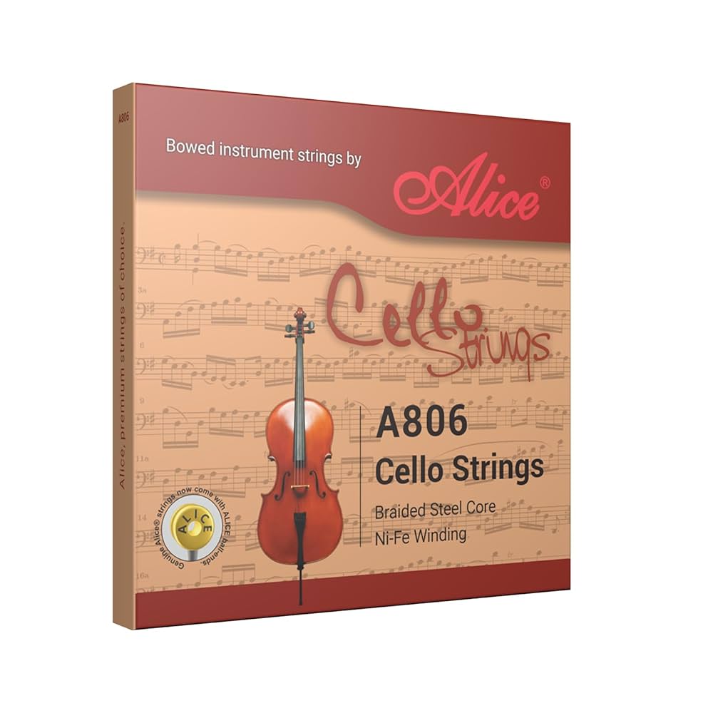 Amazon.com: Alice 4/4 Cello Strings Set - Braided Steel Core